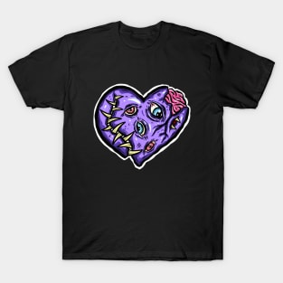 Zombie Heart Tooth Brain Purple Valentines Day T-Shirt